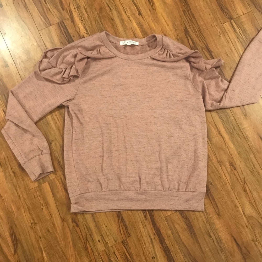 Ruffled shoulder sweater